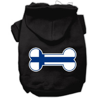 Pet, Dog & Cat Hoodie Screen Printed, "Bone Shaped Finland Flag" Black LG (10-14 lbs.)