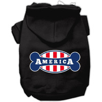 Pet, Dog & Cat Hoodie Screen Printed, "Bonely In America" Black XL (14-20 lbs.)