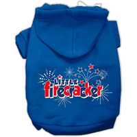 Pet Dog & Cat Hoodie Screen Printed, "Little Firecracker" Blue 2XL (20-25 lbs.)
