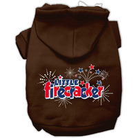 Pet Dog & Cat Hoodie Screen Printed, "Little Firecracker" Brown 2XL (20-25 lbs.)