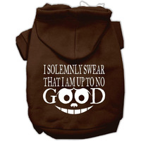 Pet Dog & Cat Hoodie Screen Printed, "I Solemnly Swear That I Am Up To No Good" Brown MD (6-10 lbs.)