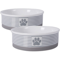 Bone Dry Paw & Patch Ceramic Pet Collection, Large Set, 7.5x2.4", Gray, 2 Piece