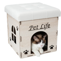 Pet Life Cat House Furniture Bench, White