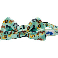CUTIE TIES Dog Bow Tie Zoo Friends- 2" x 4" Premium Quality Bow Ties for Dogs - Fancy Dog Tie with Slip Over Elastic Bands - Cute Dog Tie Fits Most Collars - Dog Tie for Small, Medium and Large Breeds