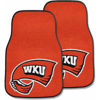 FANMATS 5514 Western Kentucky Hilltoppers Front 2-Piece Team Logo Carpet Car Mat Set, Front Row Automotive Floor Mats, Non-Slip Backing, Team Colors