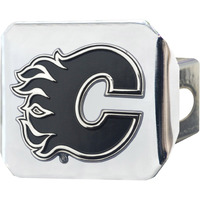 FANMATS 17000 Calgary Flames Chrome Metal Hitch Cover with Chrome Metal 3D Emblem
