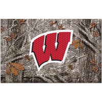 FANMATS 19237 Wisconsin Badgers Rubber Scraper Door Mat, Camo Color