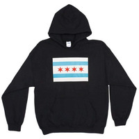 Fox Outdoor Products Chicago Flag Pullover Hoodie Sweatshirt, Black, Large