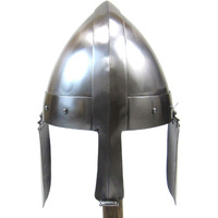 Medieval Nasal Warrior Helmet w/Ear Guards, Silver, Chrome, One Size, 13" Tall