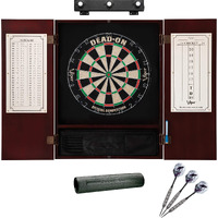 Viper Dead On Sisal Dartboard, Metropolitan Mahogany Cabinet, Shadow Buster Dartboard Lights & Laser Throw Line Marker