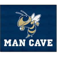 FANMATS 23997 Georgia Tech Yellow Jackets Man Cave Tailgater Rug - 5ft. x 6ft. Sports Fan Area Rug, Home Decor Rug and Tailgating Mat - "Buzz" Logo, Navy