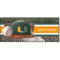 FANMATS 28022 NCAA Miami Hurricanes Baseball Runner Rug - 30in. x 72in. | Sports Fan Area Rug Mat and Tailgating Mat