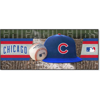 FANMATS 29146 Chicago Cubs Baseball Runner Rug - 30in. x 72in. | Sports Fan Area Rug Mat and Tailgating Mat - C Hat Logo