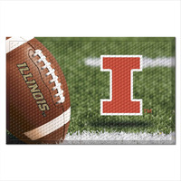 FANMATS 32862 University of Illinois Rubber Scraper Door Mat