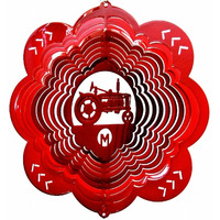 Stainless Steel Red Tractor - 12 Inch Wind Spinner- Red