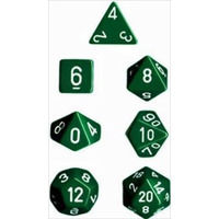 Polyhedral 7 Dice Set Opaque Green w/White CHX25405