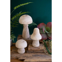 KALALOU CFAN1133 Set of Three Natural Wooden Mushrooms