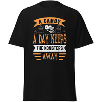 A Candy A Day Keeps The Monsters Away Halloween T-Shirt Design Blue   Size Medium(D0102Hgdnnv)
