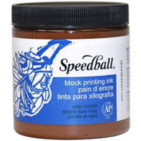 Speedball Non-Toxic Water Soluble Block Printing Ink  8 Oz Jar  Brown