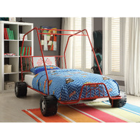 84"" X 56"" X 51"" Twin Red Go Kart Metal Tube Bed
