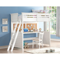 83"" X 45"" X 74"" Twin White Poplar Wood Loft Bed With Desk