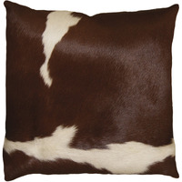 18"" X 18"" X 5"" Brown And White Cowhide  Pillow