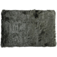 2' X 3' Grey Faux Fur Animal Print Area Rug