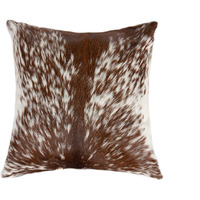 18"" X 18"" X 5"" Salt And Pepper Brown And White Cowhide  Pillow