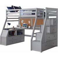 Twin Size Gray Finish Pine Wood Loft Bed