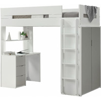 White And Gray Twin Loft Bed And Desk