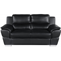 37"" Chic Black Leather Loveseat