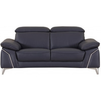 31"" Navy Blue Genuine Italian Leather Loveseat