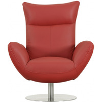 43"" Red Contemporary Leather Lounge Chair