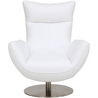 43"" White Contemporary Leather Lounge Chair