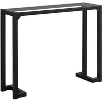 12"" X 42"" X 32"" Tempered And Black Metal Accent Table