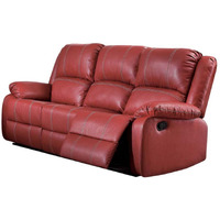 39"" X 81"" X 40"" Red Pu Upholstery Metal Reclining Mechanism Sofa (Motion)