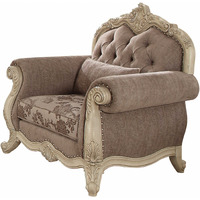 35"" X 46"" X 42"" Gray Fabric Antique White Upholstery Poly Resin Chair W1 Pillow