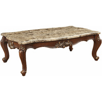 34"" X 60"" X 20"" Marble Walnut Wood Coffee Table