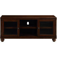 19"" X 58"" X 26"" Walnut Wood Glass (Tv Stand) Tv Stand