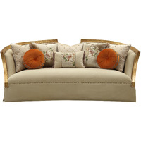 41"" X 92"" X 38"" Fabric Antique Gold Upholstery Wood Legtrim Sofa W8 Pillows