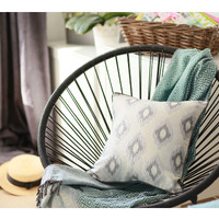 17""X 17"" Grey Jacquard Chic Decorative Throw Pillow Cover
