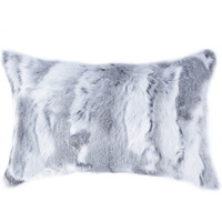 5"" X 12"" X 20"" 100% Natural Rabbit Fur Grey Pillow
