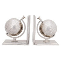 4.5"" X 6.75"" X 7.75"" Alum Globe Bookend Set Of Two