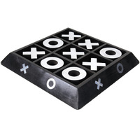 Nickel And Dark Wood Tic Tac Toe Game Sculpture