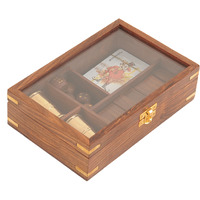 5.25"" X 8"" X 2.5"" Wooden Game Set With Brass Goblet