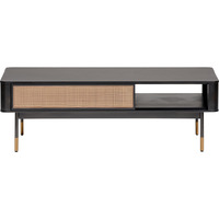 Modern Black And Wicker Coffee Table With Storage