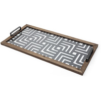 Grey Metal Glasss Top With Maze Like Pattern Tray