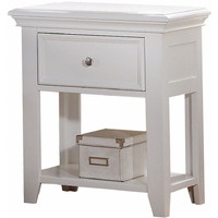 White Wood  Nightstand With 1 Drawer And Shelf