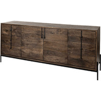 Brown Solid Wood Sideboard With 6 Drawers And 2 Cabinet Doors
