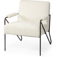 Off White Fabric Wrap Accent Chair With Metal Frame